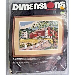 Dimensions Goosewalk Needlepoint Kit #2291 Pearl Slobodian 1985 Geese Red Barn